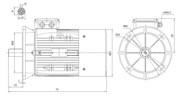 Dimensiune Motor electric trifazat 30kw 3000rpm 200 B5