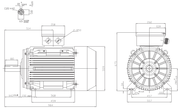 Dimensiune Motor electric trifazat 75kw 3000rpm 280 B3