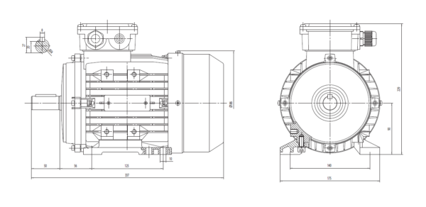 Dimensiune motor electric trifazat 2.2kw 1400rpm 90B3