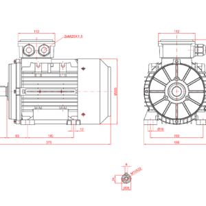 Dimensiuni motor 100B3 1
