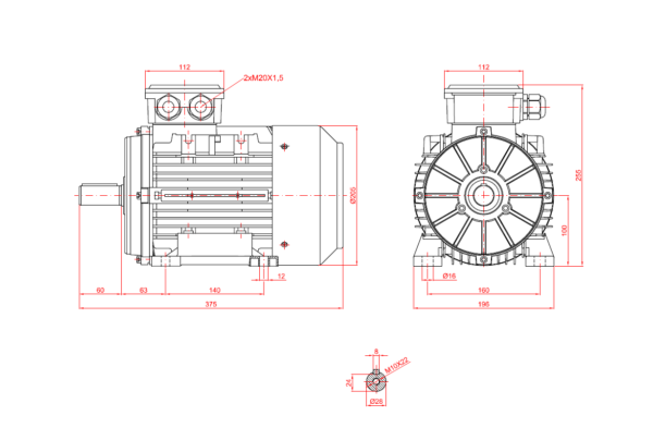 Dimensiuni motor 100B3