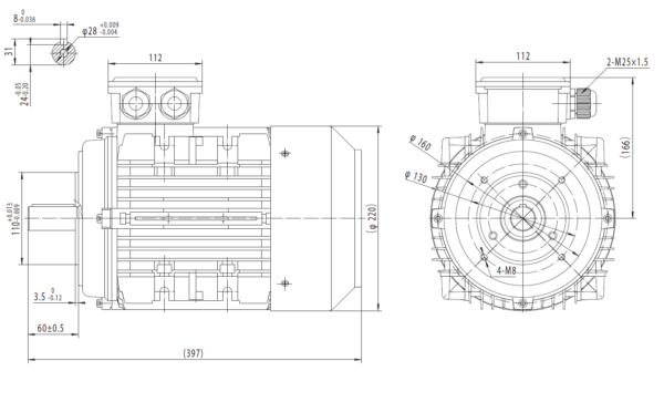 Dimensiuni motor 112B14 Dimensiuni motor 112B14