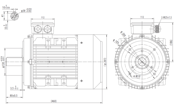 Dimensiuni motor 132B14