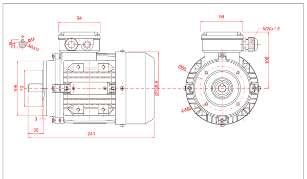 Dimensiuni motor 71B14 2