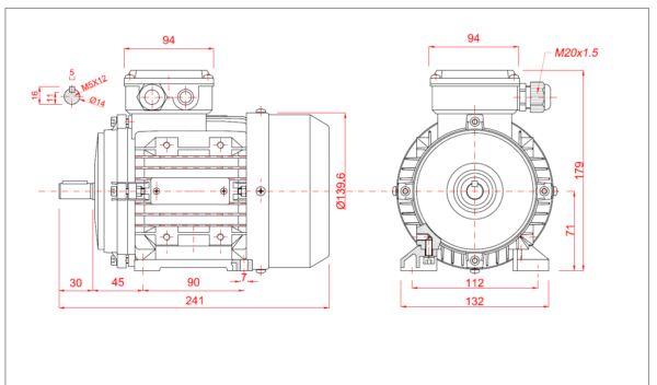 Dimensiuni motor 71B3 3